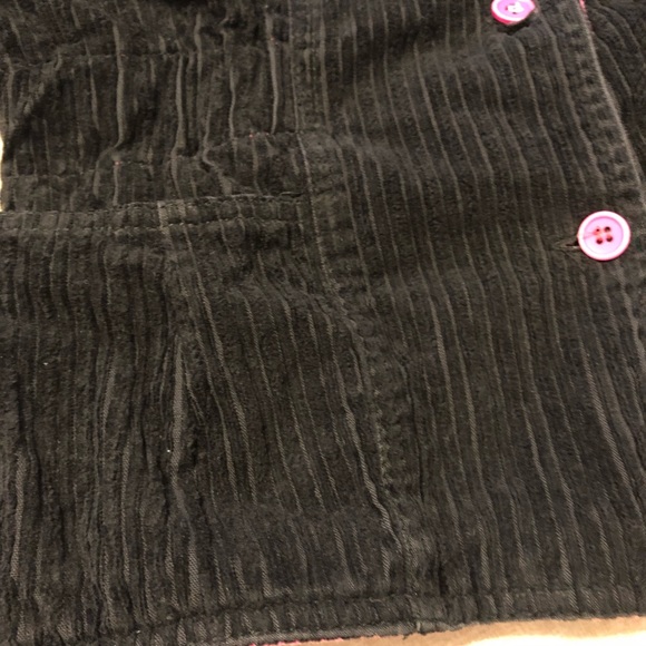 Girls Black/Pink Corduroy Botton Down Jacket with 2 Front Pockets Size 7/8 - Picture 7 of 12